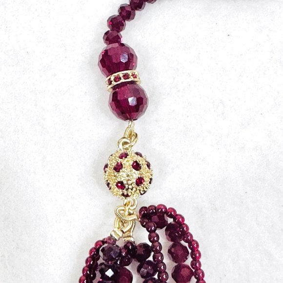 Vintage Multistrand Talbots Elegant Crystal Necklace Shades of Red - 34" - Picture 6 of 8